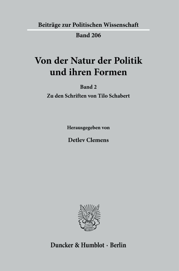 Book cover: Von der Natur der Politik und ihren Formen.