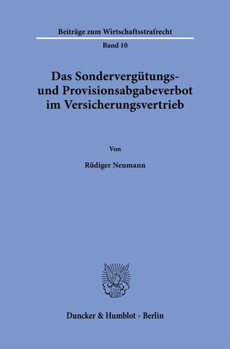 Book cover: Das Sondervergütungs- und Provisionsabgabeverbot im Versicherungsvertrieb