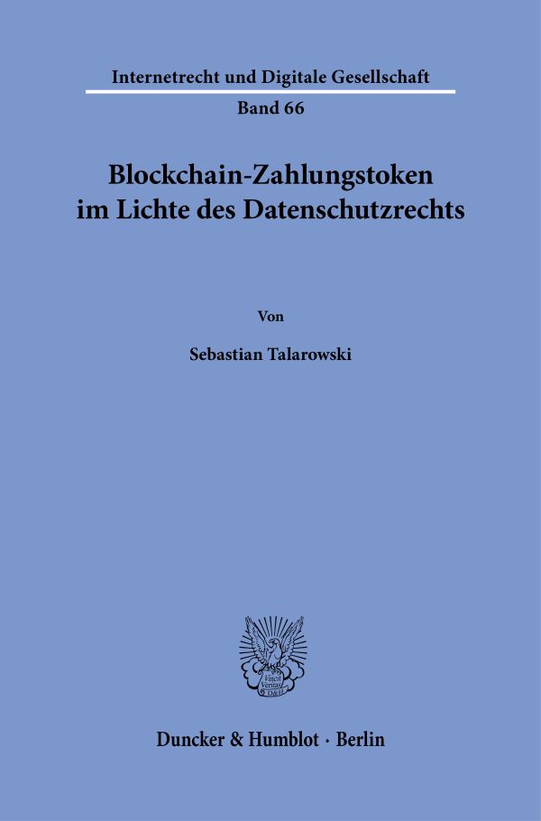 Book cover: Blockchain-Zahlungstoken im Lichte des Datenschutzrechts