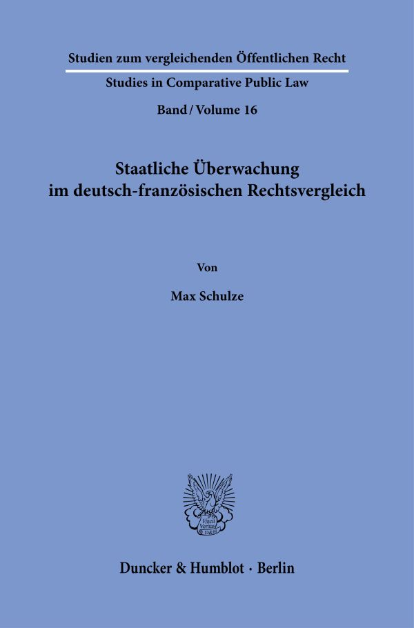 Book cover: Staatliche Überwachung im deutsch-französischen Rechtsvergleich