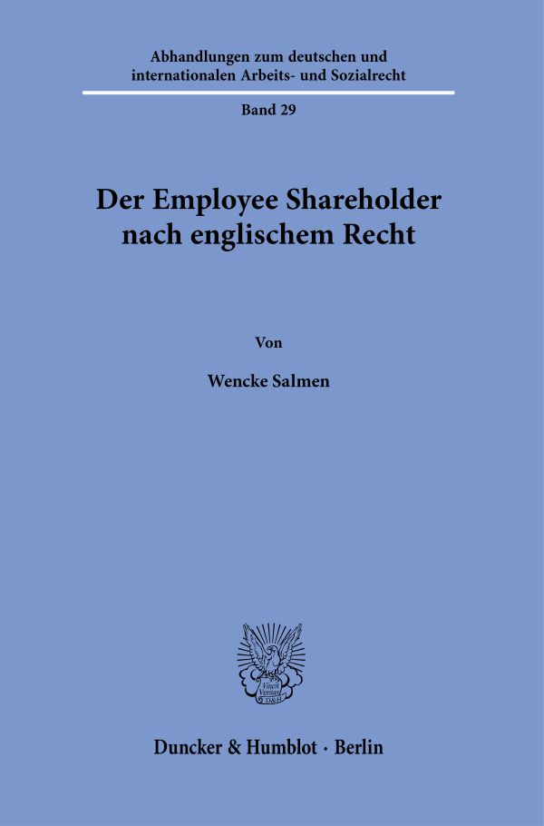 Book cover: Der Employee Shareholder nach englischem Recht