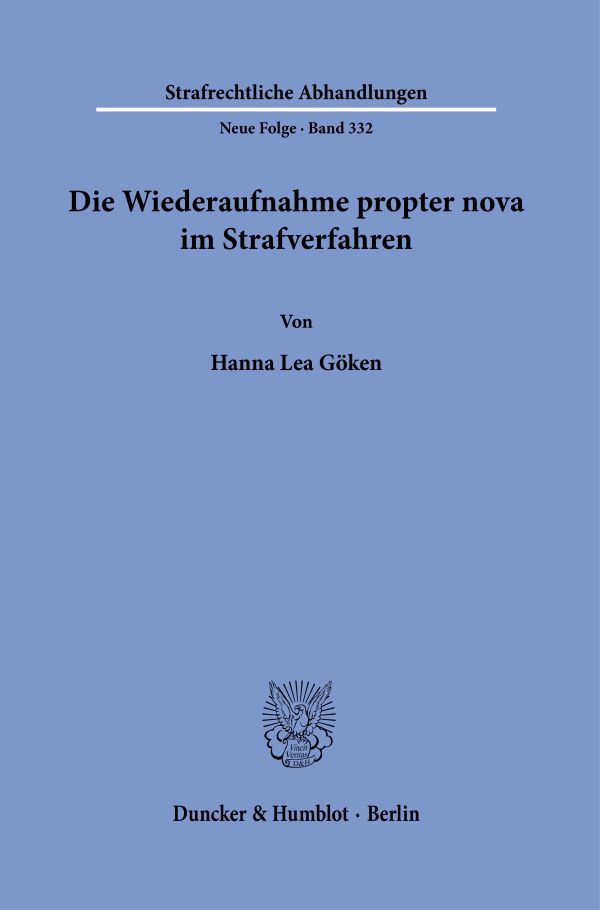 Book cover: Die Wiederaufnahme propter nova im Strafverfahren