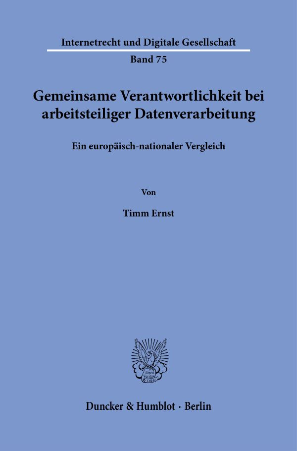 Book cover: Gemeinsame Verantwortlichkeit bei arbeitsteiliger Datenverarbeitung