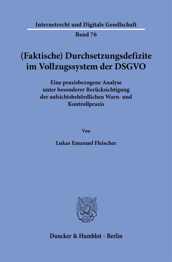 Book cover: (Faktische) Durchsetzungsdefizite im Vollzugssystem der DSGVO