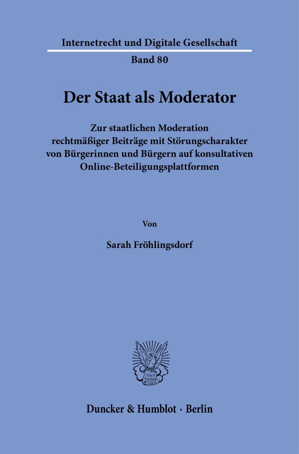 Book cover: Der Staat als Moderator