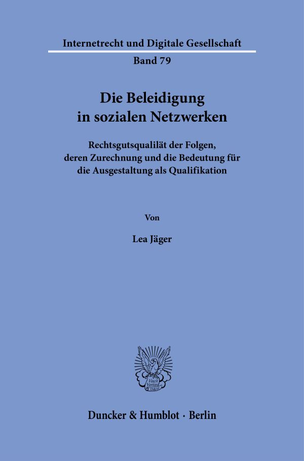 Book cover: Die Beleidigung in sozialen Netzwerken
