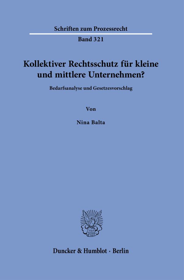 Book cover: Kollektiver Rechtsschutz für kleine und mittlere Unternehmen?