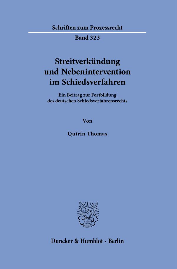 Book cover: Streitverkündung und Nebenintervention im Schiedsverfahren