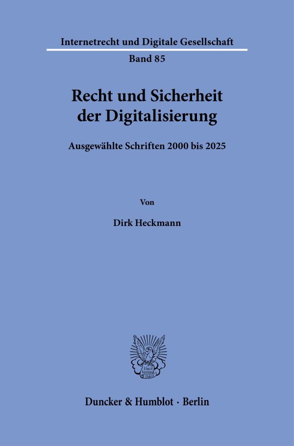 Book cover: Recht und Sicherheit der Digitalisierung