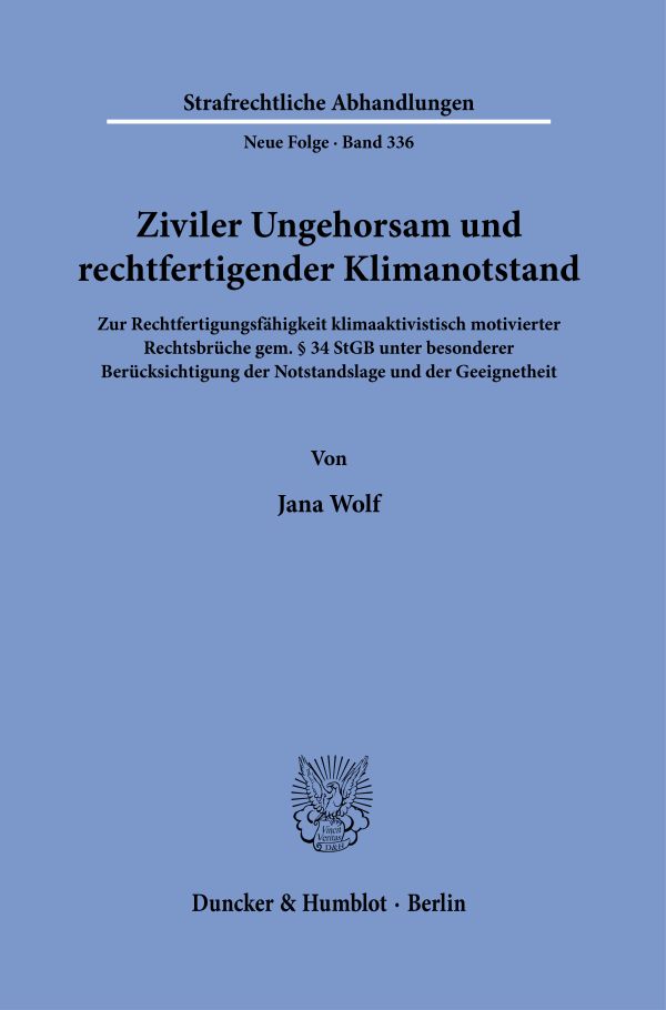 Book cover: Ziviler Ungehorsam und rechtfertigender Klimanotstand