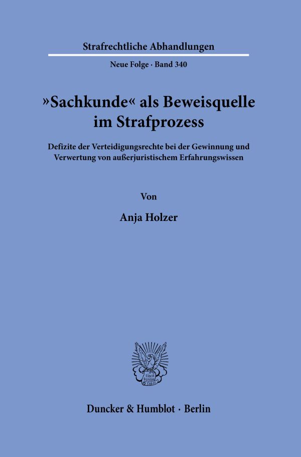 Book cover: “Sachkunde” als Beweisquelle im Strafprozess