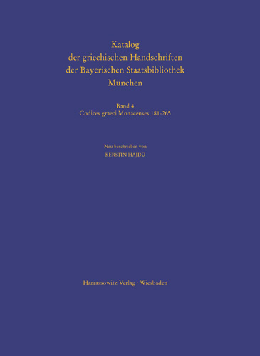 Book cover: Codices graeci Monacenses 181-265