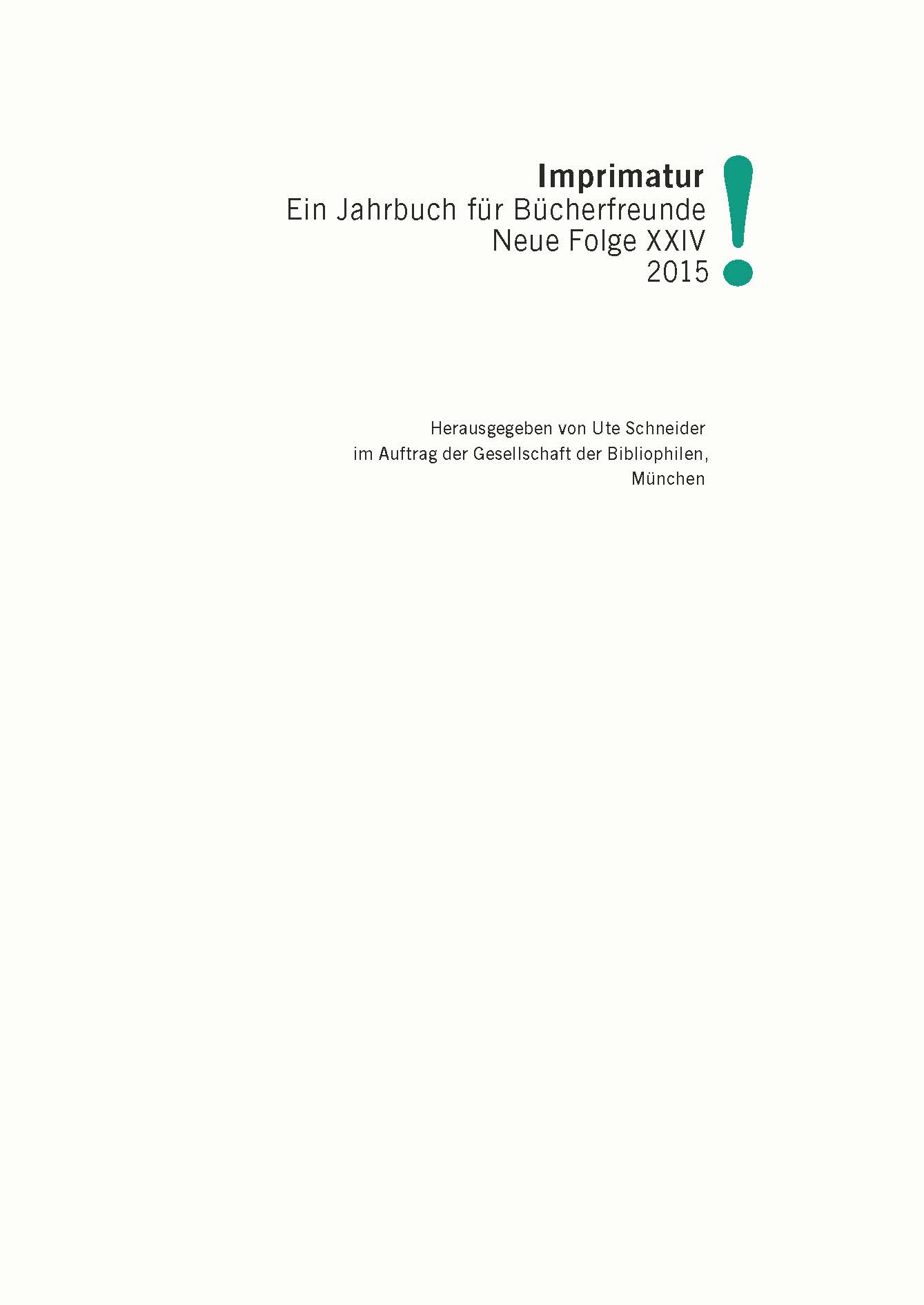 Book cover: Imprimatur 24 (2015)