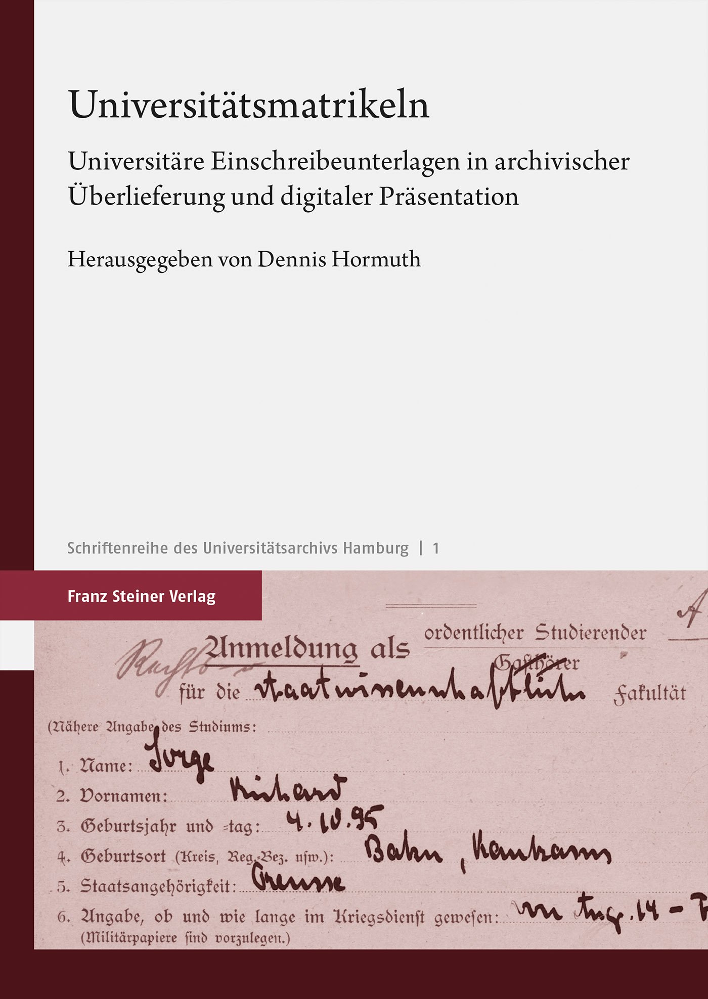 Book cover: Universitätsmatrikeln
