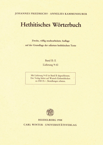 Book cover: Hethitisches Worterbuch