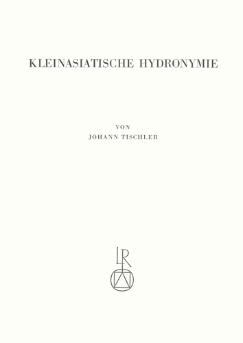 Book cover: Kleinasiatische Hydronymie