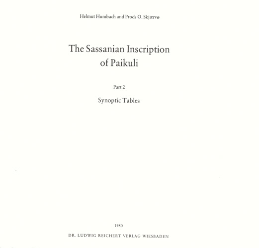 Book cover: The Sassanian Inscription of Paikuli