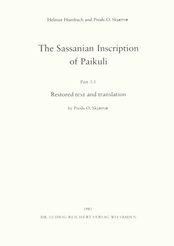 Book cover: The Sassanian Inscription of Paikuli
