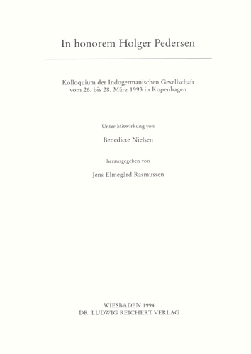 Book cover: In honorem Holger Pedersen