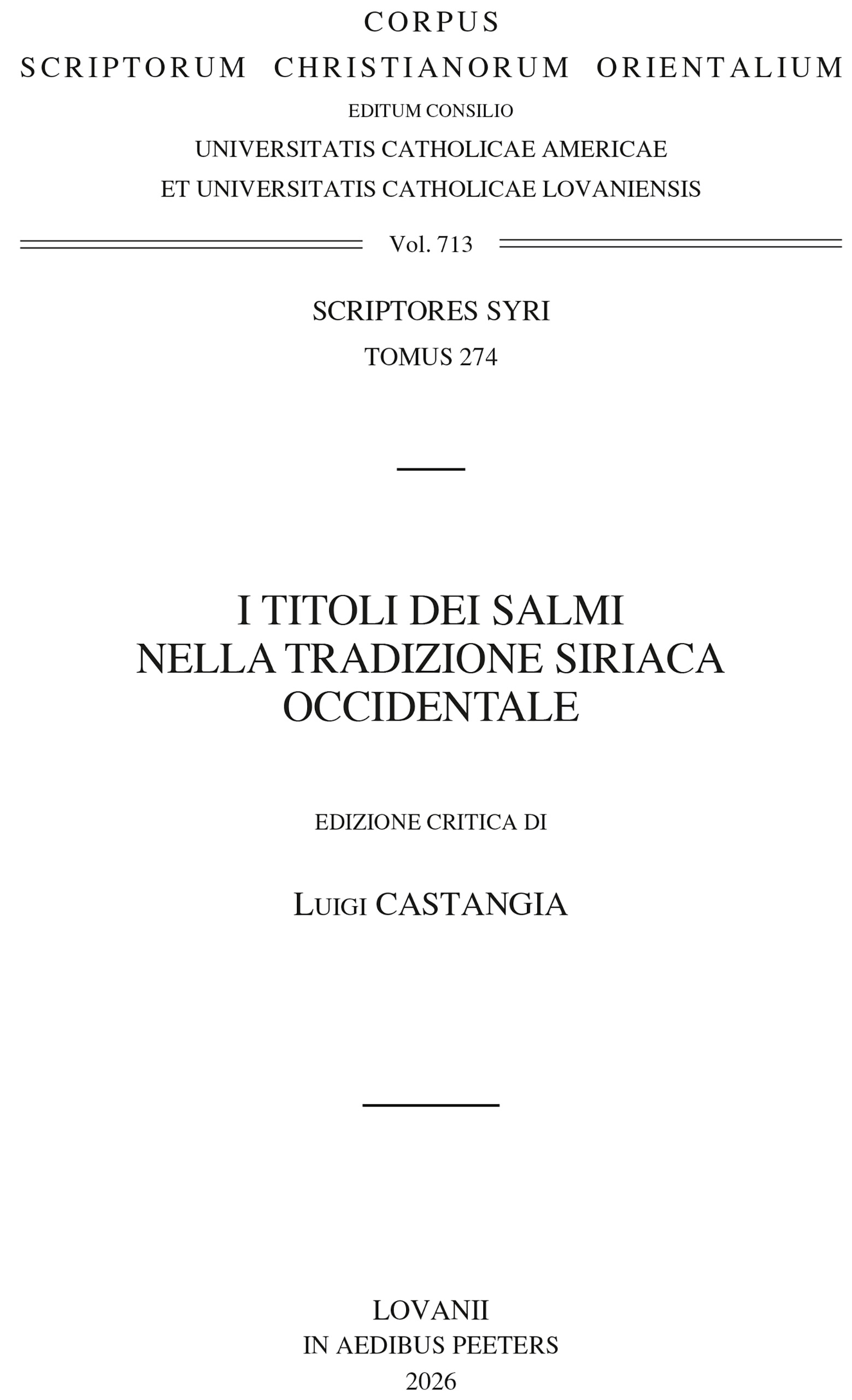Book cover: I titoli dei Salmi nella tradizione siriaca occidentale